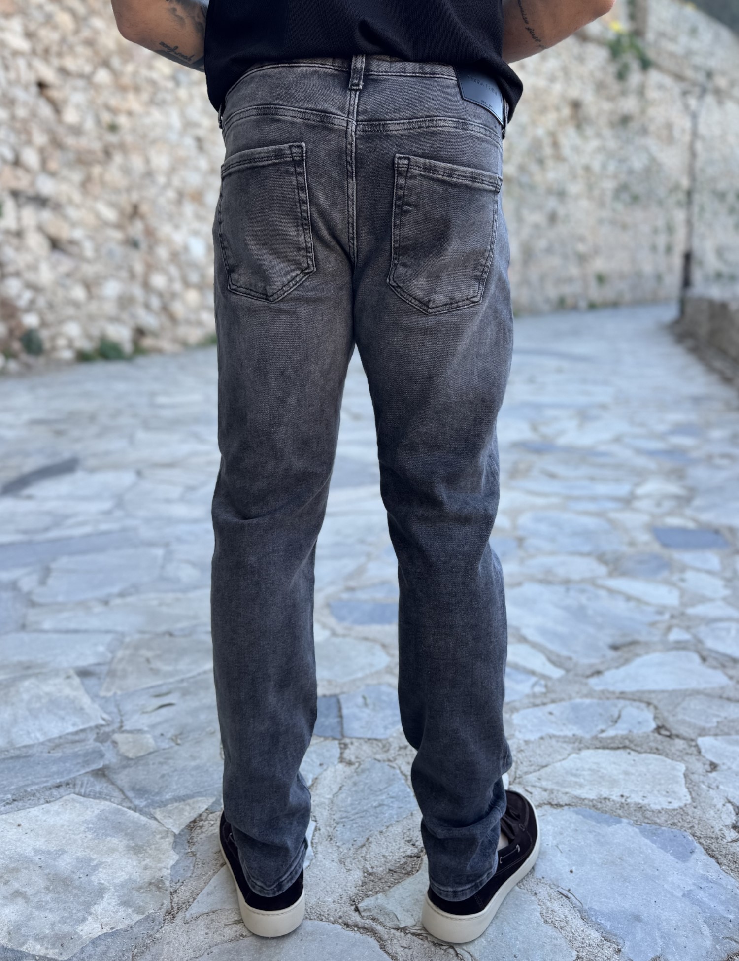 Ανδρικό γκρι τζιν ελαστικό ίσια γραμμή GB5744 φωτογραφία